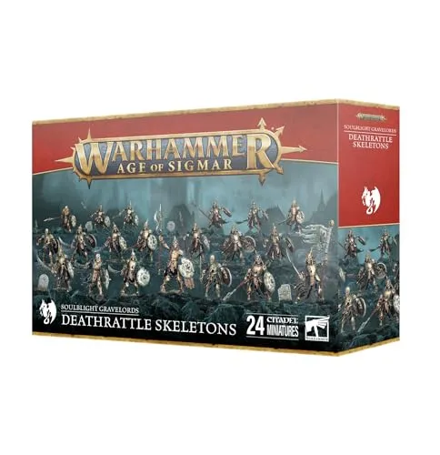 Warhammer Age of Sigmar - Soulblight G Deathrattle Skeletons - WFB Miniaturen: Baue 20 Deathrattle Skeletons mit Optionen für Standartenträger und Champion, ideal für dein Warhammer-Armee-Setup.