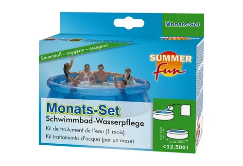 SUMMER FUN Poolpflege Monats-Set Sauerstoff - Effektive Wasserpflege für Stahlwand- und Quick Up Pools bis 12.500 Liter. Enthält alles für eine einfache und sichere Desinfektion, ideal für einen klaren und hygienischen Badespaß.