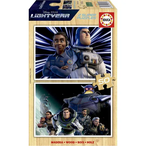 Educa 19314, Lightyear, 2x50 Teile Holzpuzzle-Set für Kinder ab 3 Jahren, Disney, Pixar, Toy Story, Kinderpuzzle