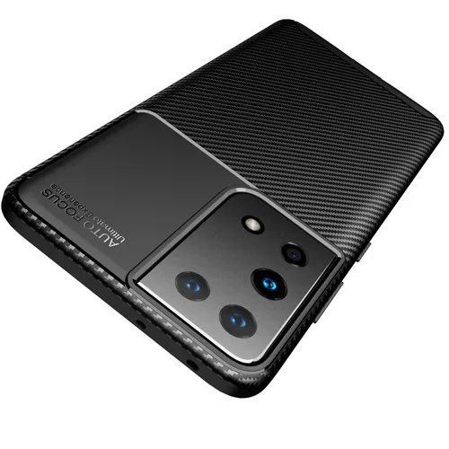 Produktbild Hülle für Samsung Galaxy S21 Ultra 5G Schutzhülle Silikon Schwarz Carbon Optik