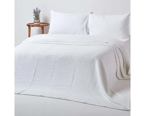 Plaid Waffeldecke aus 100% Bio-Baumwolle, 125 x 150 cm, Homescapes - Plaids - Stilvolle weiße Waffeldecke aus reiner Bio-Baumwolle, ideal für ein gemütliches Zuhause und passend zu jedem Einrichtungsstil.