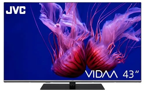 JVC QLED Fernseher 43 Zoll - VIDAA LT-43VDQ6555 4K UHD mit Dolby Vision - Fernseher mit atemberaubenden 4K Bildern, Dolby Atmos für beeindruckenden Sound und 6 Monate HD+ für grenzenlose Unterhaltung.