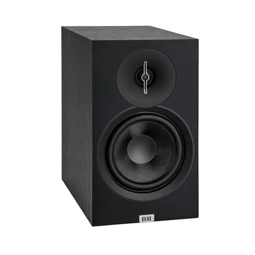 ELAC Debut 3.0 DB63-BK Bücherregal-Lautsprecher, 2,5 cm Aluminium-Kuppelhochtöner und 16,5 cm Aramidfaser-Tieftöner, 2-Wege-Bassreflex, 42 Hz bis 38 kHz Reaktion