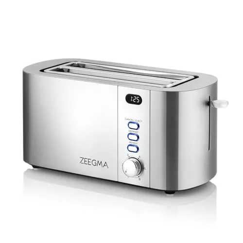 ZEEGMA TOSTEE CHEF 4-Scheiben-Brottoaster - Toaster für 4 Scheiben, 1500 W Leistung, mit Brötchenhalter und 6 Röststufen – perfekt für knusprige Toasts und Brötchen am Morgen!