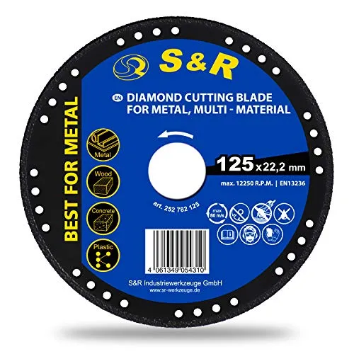 S&R Trennscheibe, Diamanttrennscheibe 125 mm, Extra Dünn1 mm für Winkelschleifer Flexscheibe, für Metall, Stahl, Beton, Stahlbeton, Plastik und Holz
