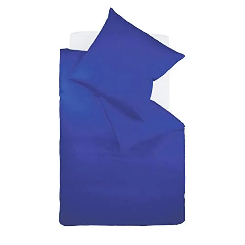 fleuresse Uni-Colours Bettwäsche-Set, Mako Satin, royal-blau, 155 x 200 cm - Bettwäsche-Set aus 100% Baumwolle, fusselfrei und faltenfrei für erholsame Nächte. Hochwertige Reißverschlüsse und Oeko-Tex Standard 100 garantieren höchste Qualität.