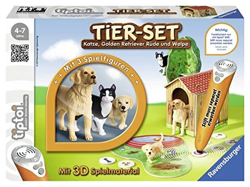 Ravensburger 00744 - tiptoi Tier-Set Golden Retriever - Tierfiguren für Kinder, interaktive Lerninhalte fördern Kreativität und freies Rollenspiel ab 4 Jahren mit dem audiodigitalen tiptoi System von Ravensburger