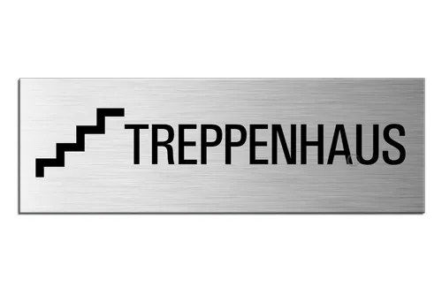 Schild Treppenhaus Türschild 24x8 cm Aluminium Edelstahloptik