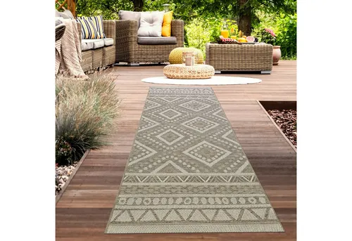 Carpetia Outdoorteppich In- & Outdoor Teppich Sisal Optik Balkon Rautenmuster beige braun, rechteckig