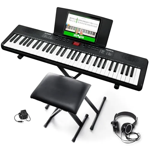 Alesis Melody 61 Keyboard Piano für Anfänger - Tragbares Keyboard mit 61 Tasten, 300 Sounds und umfangreichem Zubehör für optimale Lernbedingungen. Ideal für Klavierschüler, mit USB-MIDI Anschluss für Softwareintegration.