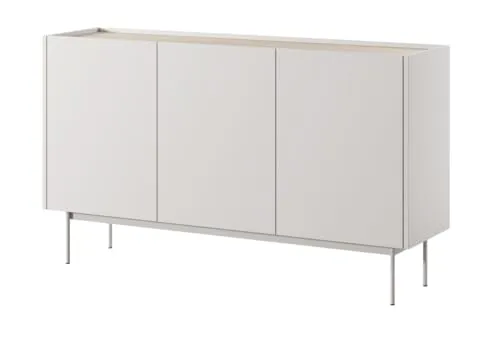 Emporius Kommode 145 cm Laris - Sideboard 3 Türen, Loft, Metallbeine - Kaschmir