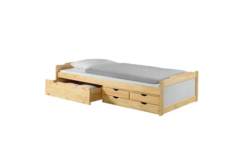 IDIMEX Funktionsbett ANDREA – Stauraum Kinderbett 90x200 cm - Praktisches Funktionsbett mit 4 Schubladen für optimalen Stauraum, ideal als Kinderbett oder Gästebett in natur/weiß. Perfekt für kleine Räume!