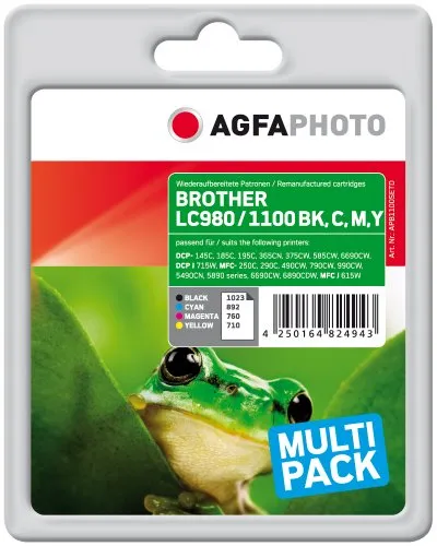Agfa APB1100SETD Tinte für Brother MFC6490, 17 ml schwarz und 24 ml, cyan/magenta/gelb/schwarz