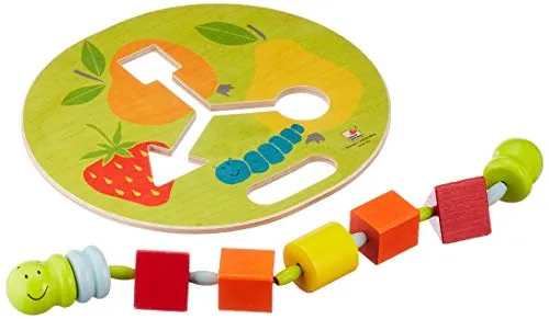 Selecta 62061 Fädelwurm, Motorikspielzeug aus Holz, 2+ Jahre