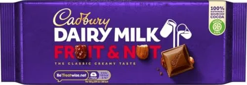 Cadbury Dairy Milk Fruit & Nut Bar Classic Chocolate Delight, 180 g (1 Stück)