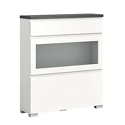 xonox.home Schuhschrank in Weiß – 95x109x27cm - Schuhschrank in Weiß mit Platz für ca. 8 Paar Schuhe, ideal für Ordnung im Flur und modernes Design mit Vitrine.