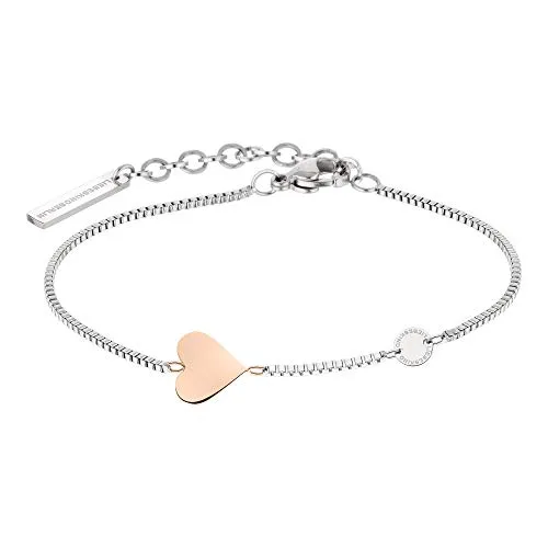 LIEBESKIND BERLIN Damen Armband LJ-0814-B-20 - Armband aus hochwertigem Edelstahl in Roségold mit Herz-Design, ideal für trendige Looks und besondere Anlässe.