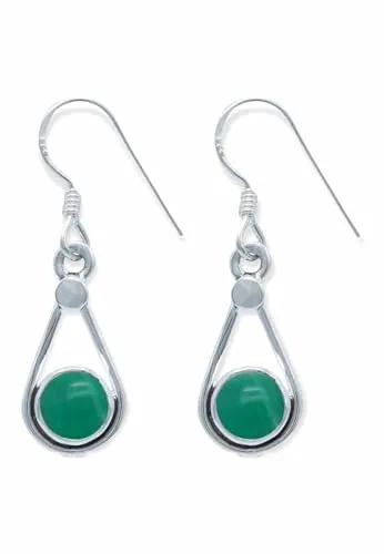 Ohrringe 925 Silber grüner Onyx Stein Edelstein Ohrhänger echt Silber Damen Sterling Silber Hänger Geschenk (MOH-152-14)