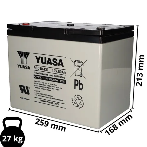 Yuasa Blei-Akku REC80-12I 12V 80Ah von Yuasa