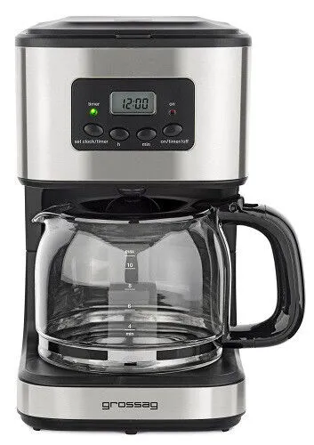 grossag Filterkaffeemaschine KA 46 mit Timer - Kaffeemaschine mit 1,5l Glaskanne, Timer-Funktion für bis zu 24 Stunden Programmierung und Tropf-Stopp für einfachen Genuss. Ideal für Kaffeeliebhaber, die Wert auf Komfort legen.