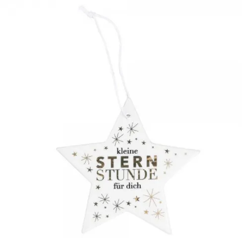 Räder Weihnachtsbaumkugel Design Hänger Glücksstern Kleine Sternstunde Weiß-Gold (8,2cm)