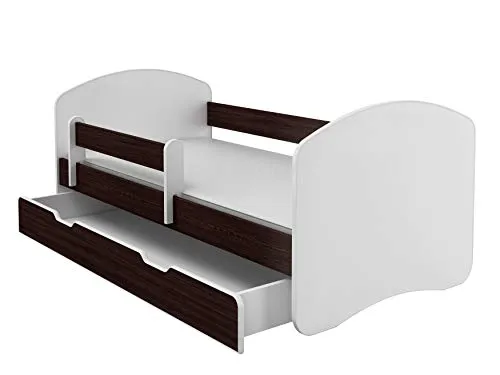 ACMA Kinderbett 180x80 cm Holz Wenge mit Matratze und Lattenrost