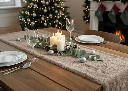 Tischläufer 28×200 cm Kuschelfell TAUPE Lammfell-Optik Flauschiges Tischband