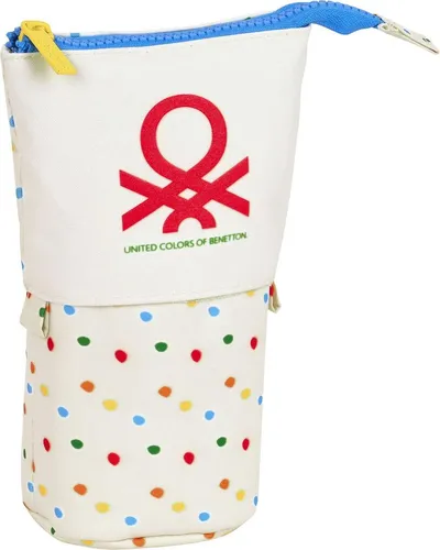 Estuche Cubilete Benetton Topitos Blanco (8 x 19 x 6 cm)