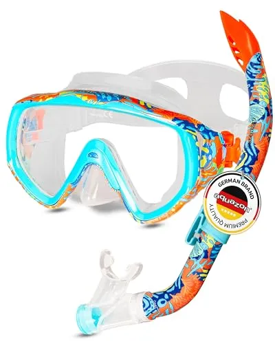 AQUAZON ELBA Schnorchelset - Schnorchelset für Kinder und Damen, inkl. hochwertiger Taucherbrille und semi-dry Schnorchel für besten Tragekomfort und Sicht. Ideal für Wassersportbegeisterte!