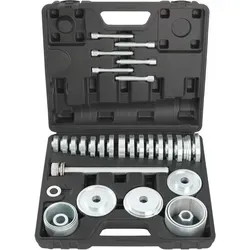 TECPO Radlager-Werkzeug Satz 34-tlg - Universeller Abzieher für VW, Audi, BMW, Ford - Radlager & Radlager-Sets: Universelles Werkzeug für die Montage und Demontage von Radlagern direkt am Fahrzeug, spart Zeit und schützt empfindliche Lager.