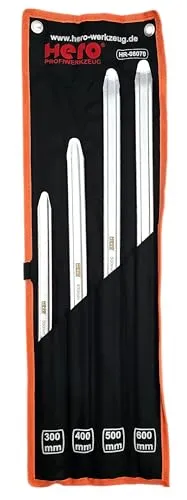 Hero Profi Montierhebel Montiereisen Reifenheber Set 4-Teilig Reifenmontage Satz 300/400/500/600 mm Reifeneisen Reifen-Montageeisen Reifenhebel für Reifenwechsel Auto Fahrrad Motorrad Reparatur KFZ