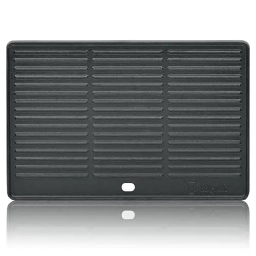 BBQ-Toro Gusseisen Grillplatte 41,5 x 27,5 cm - Sonstiges Grillzubehör | Vielseitige Wendeplatte für Fleisch, Fisch und Gemüse mit Rippenstruktur und glatter Seite – ideal für ein perfektes Grillergebnis.