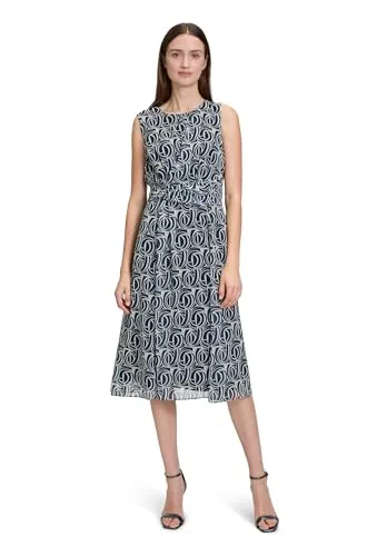 Betty & Co Damen Chiffonkleid ohne Arm Nature/Dark Blue, Größe 36 - Freizeitkleid für Damen, taillierte Passform mit elegantem Druckdesign, perfekt für besondere Anlässe oder den Alltag.