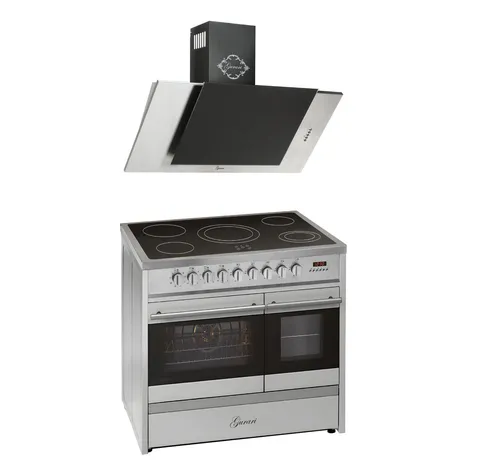 GURARI Elektro Standherd GCH E 912 DF X +GCH S 482 90 IS Dunstabzugshaube 90 cm