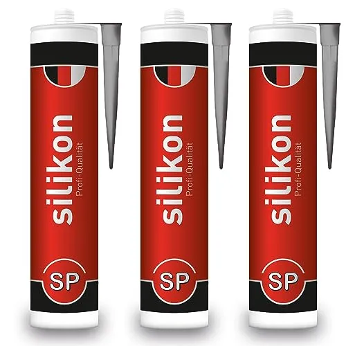 Sanitär-Silikon 310 ml Kartusche grau, Fugendichtmasse für Bad, Dusche, Küche, wasserfest mit Schutzeffekt, Schimmelresistent, UV- und witterungsbeständig (3)