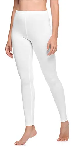 Ladeheid Damen Lange Leggings aus Baumwolle LA40-133 (Weiß, M)