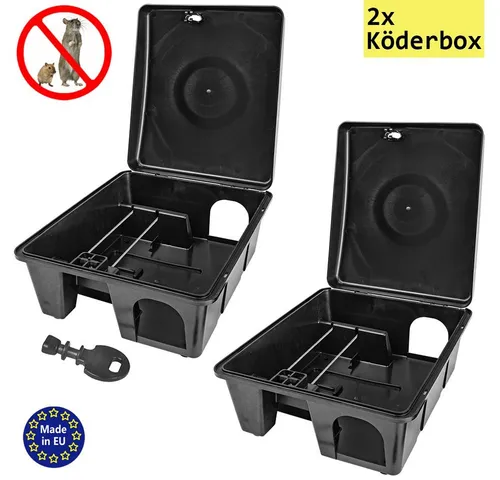 Petigi Lebendfalle 2x Köderstation Mäusefalle Mäusebox Köderbox Rattenbox Nagerstation