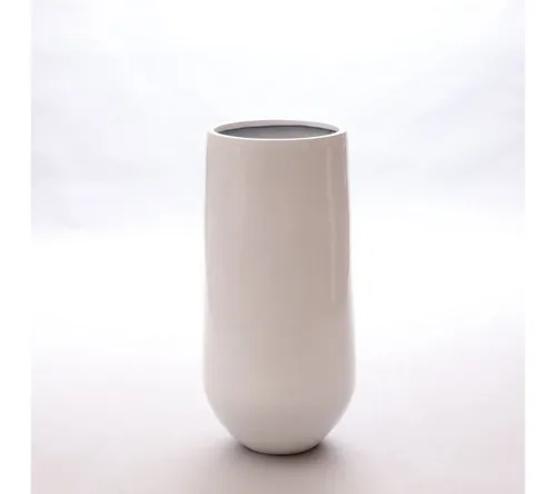 Elegant Einrichten Pflanzkübel Fiberglas Schale rund konisch D26xH56cm hochglanz weiß (1 St)