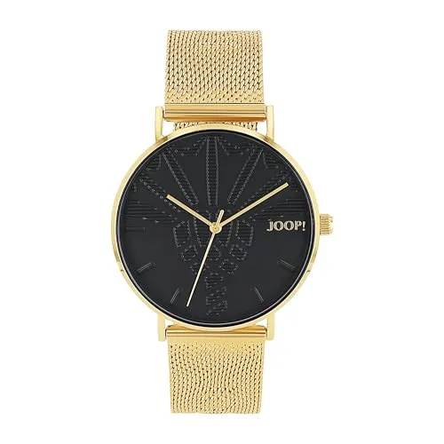JOOP! Quarzuhr 2033714 - Elegante Damenuhr in Goldfarben - Damenuhren mit Quarz-Antrieb, wasserdicht bis 5 bar und edlem goldfarbenen Edelstahl-Gehäuse für zeitlose Eleganz.