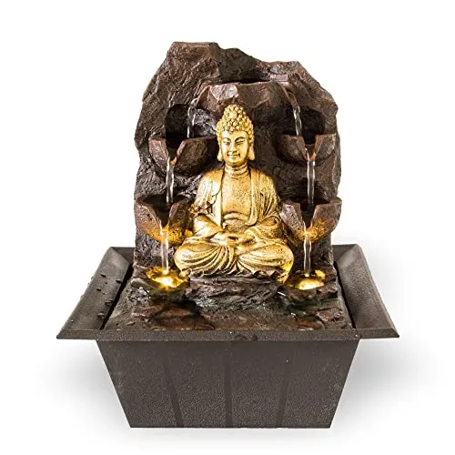Zimmerbrunnen Buddha mit LED-Beleuchtung