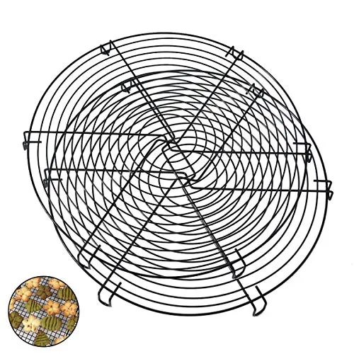 TheStriven Kuchenrost aus Gemalter 2 Stück Kuchengitter Runder Kuchenrost Torten Kuchenrost Kuchengitter Gemalter für Gleichmäßiges und Schnelles Auskühlen zum Backen, Dämpfen, Kochen, Braten