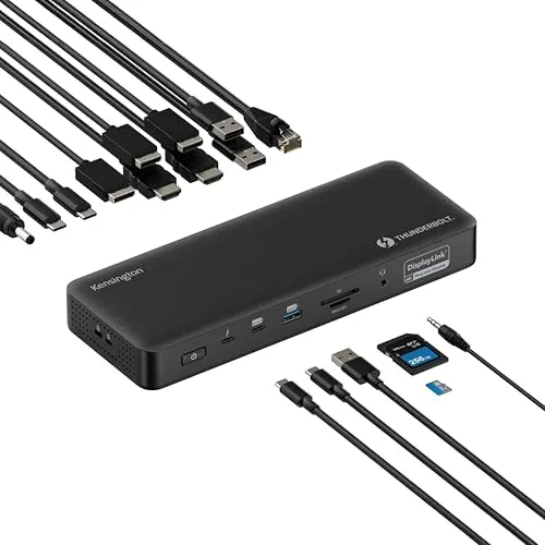 Kensington SD5920T EQ Thunderbolt 4 Dockingstation - Weiteres Notebook-Zubehör mit 16 Ports für maximale Anschlussmöglichkeiten, unterstützt Quad 4K @ 60Hz und bietet bis zu 100 W Ladeleistung für effizientes Arbeiten.
