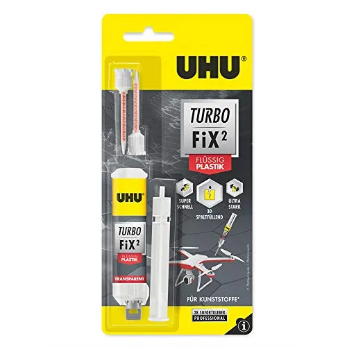UHU Turbo FiX² Plastik, Schneller, starker Zweikomponenten-Reparaturkleber, 10 g