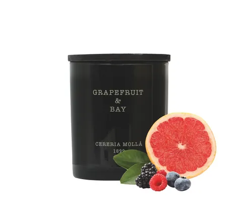 Cereria Molla Mollá 1899 Duftkerze Grapefruit & Bay - Kerze im Glas mit Holzdeckel, sorgt für bis zu 50 Stunden intensiven Duft und schafft eine entspannende Atmosphäre in jedem Raum.