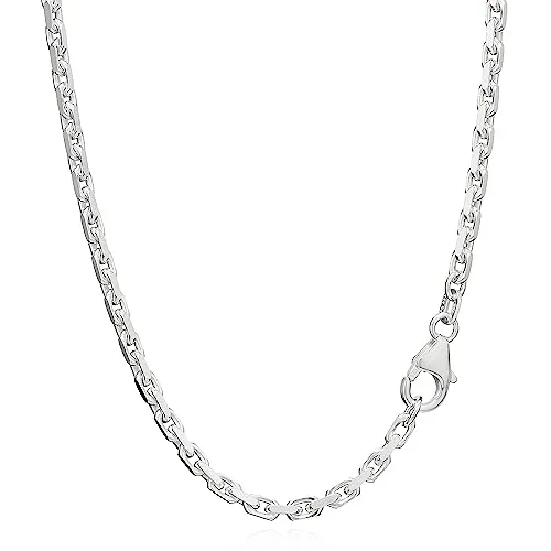 NKlaus 42cm Ankerkette 925 Silber - Elegante Halskette aus hochwertigem 925 Sterling Silber, 2,5mm breit und ideal für den täglichen Gebrauch. Robuster Federringverschluss sorgt für Sicherheit. Perfekt als Geschenk für jeden Anlass!