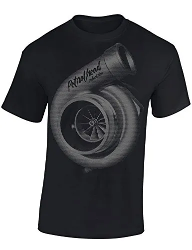 Baddery Auto Tuning T-Shirt für Herren: Turbolader - Motorsport Shirt Männer - Mechaniker & Autoliebhaber Geschenke (Schwarz M)