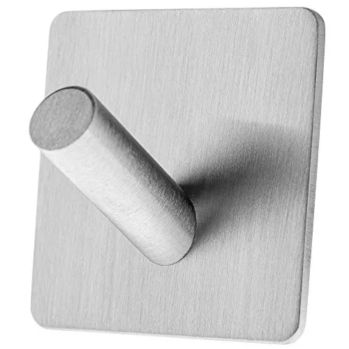 KADAX selbstklebende Haken - 3M, Handtuchhaken aus Edelstahl, starke Bademantelhaken, Kleiderhaken, Wandhaken für Küche, Bad, Handtuch, Küchenhaken, ohne bohren, silber (einzeln/quadratisch)