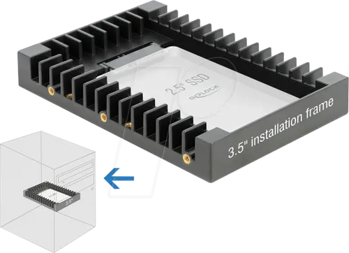 DELOCK 18364 - Einbaurahmen 2.5 zu 3.5 schwarz