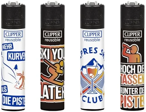 Sunmondo Clipper Feuerzeug Après Ski – Clipper Design Serie – nachfüllbar, Feuerstein austauschbar