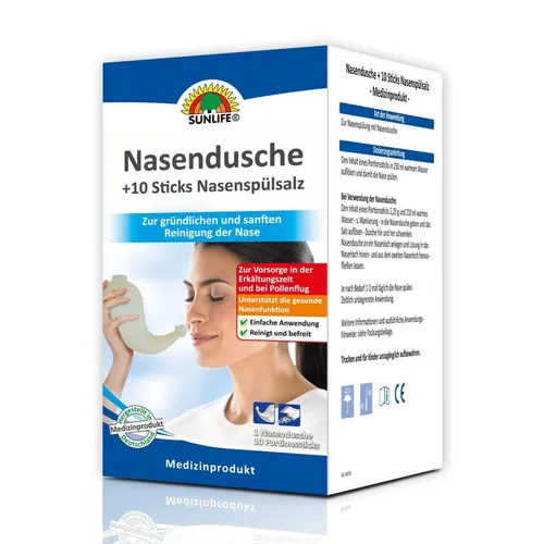SUNLIFE Nasendusche mit 10 x Nasenspülsalz